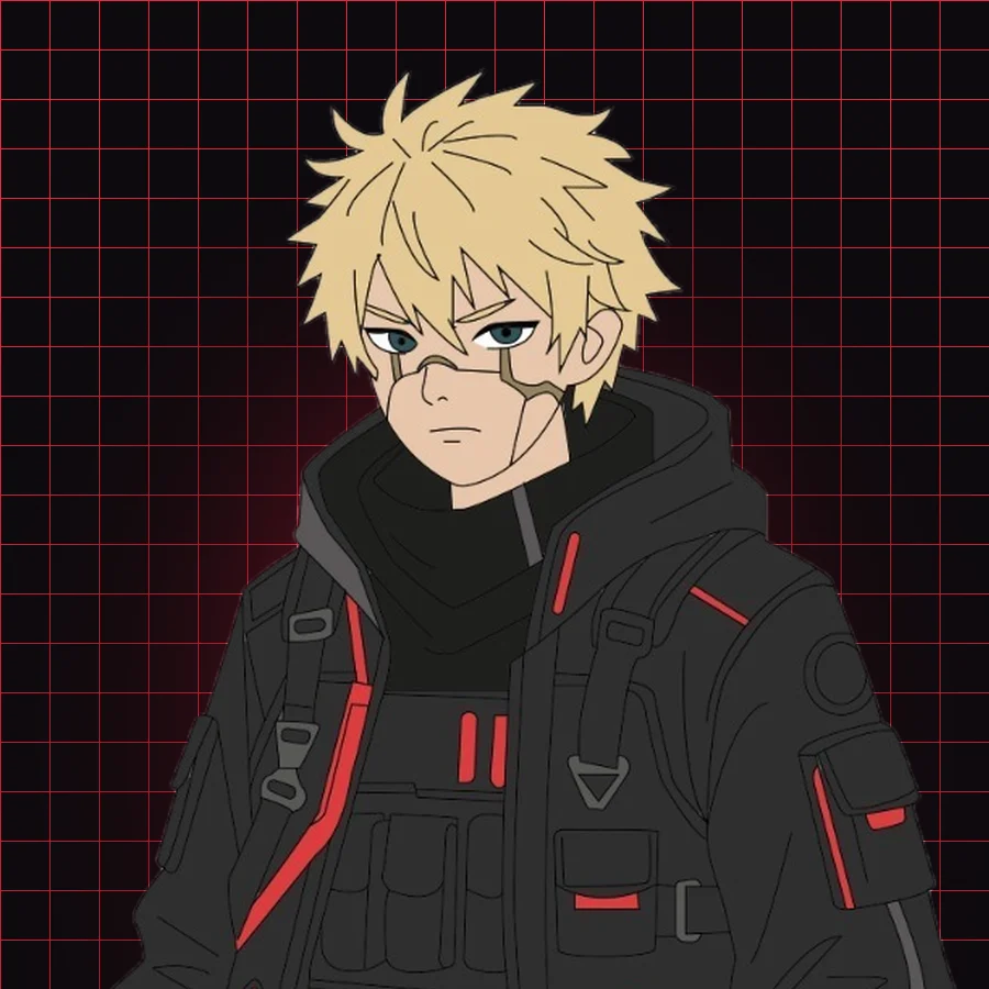 Vox, the blond hooded original character used as voxxxiee's avatar